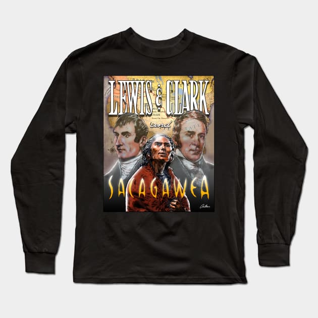 LEWIS + CLARK + SACAGAWEA Long Sleeve T-Shirt by ArlenSchumer